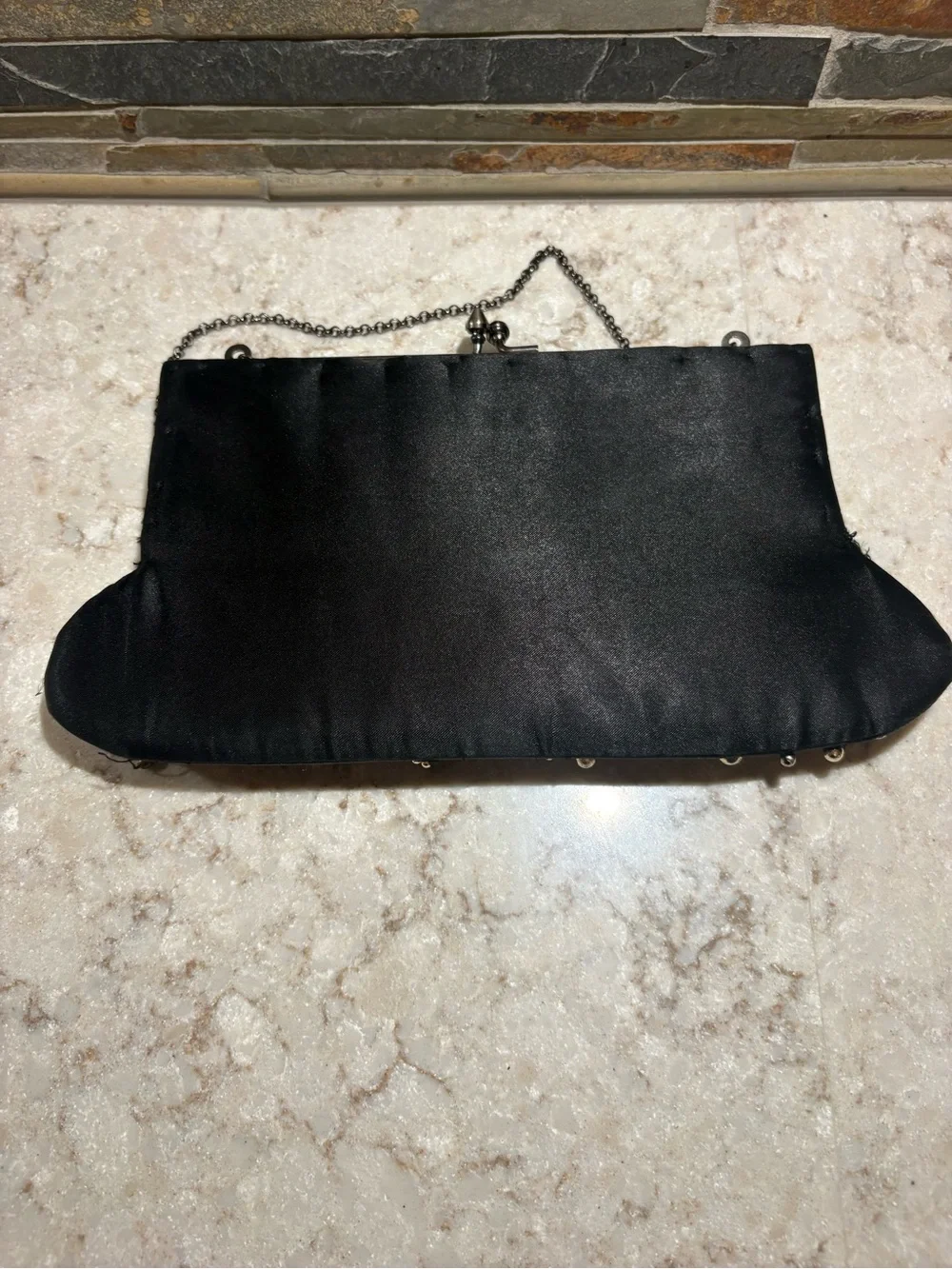 Embellished Black Beaded Clutch Purse
